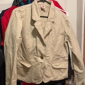 Faded glory 16 vintage blazer ruffled all around  tan colored no stains rips etc